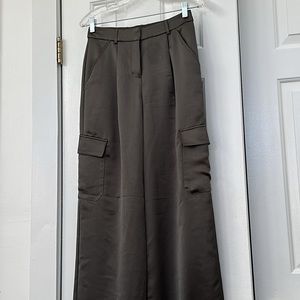 *Excellent Condition* Express, Wide Leg, High Waist, Green, Shiny, Cargo Pants
